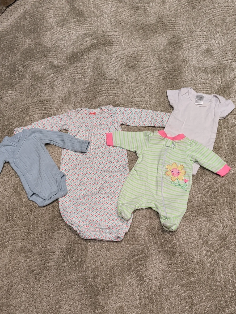 Preemie Mixed Baby One-Piece Bundle - White, Light Blue, Pink, Green